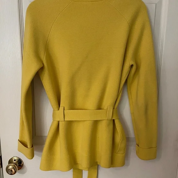 Ann Taylor Yellow Belted, Knit Jacket - Picture 5 of 7